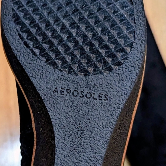 AEROSOLES Black Suede Knee-High Wedges